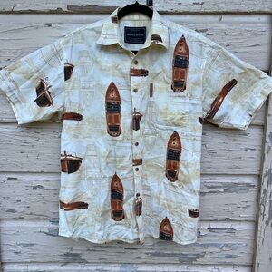 North River Classic American 100% Cotton Button-Down Boating Vacation Shirt M
